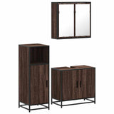 ZNTS 3 Piece Bathroom Furniture Set Brown Oak Engineered Wood 3300949