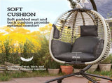 Outdoor Swing Chair with Thick Padded Cushion, Patio Hanging Egg Chair with Metal Stand, Foldable T3398P317709