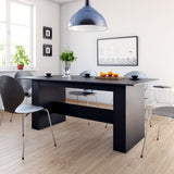 ZNTS Dining Table Black 180x90x76 cm Engineered Wood 800469