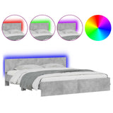 Bed Frame with LED without Mattress Concrete Grey 200x200 cm 3207584