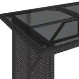 Garden Table Black Poly Rattan, Tempered Glass, Powder-Coated Steel 366350