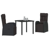 Garden Dining Set with Cushion 3 pcs Black Poly Rattan 3379527
