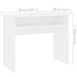 801170 Desk White 90x50x74 cm Engineered Wood