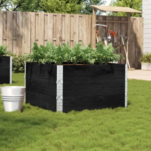 ZNTS Garden Planter Black 100x100 cm Solid Wood Pine 3295432