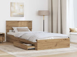 Bed Frame with Drawer Artisan Oak 90 x 190 cm Engineered Wood 3408316