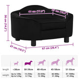 Dog Sofa Black 67x47x36 cm Plush 171086