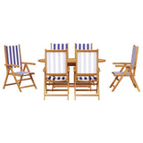 Garden Dining Set 7 pcs Blue and White Solid Acacia Wood 3375753
