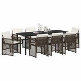 Garden Dining Set 9 pcs Brown Poly Rattan 3380632