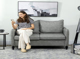 Faux Leather Marble-Effect Two-Seater Sofa - Grey T3398P424867
