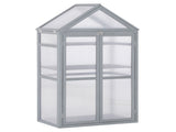 Garden Cold Frame Polycarbonate Greenhouse with Adjustable Shelves, Double Doors, Openable Top T3398P319976