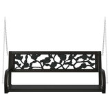 Garden Swing Bench Black Steel and Plastic Medium 317145