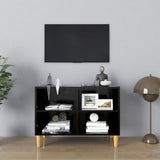 TV Cabinet with Solid Wood Legs Black 69.5x30x50 cm 805924