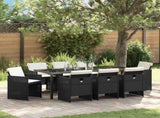 Garden Dining Set 9 pcs Black Poly Rattan 3380592