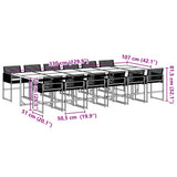 ZNTS 13 Piece Garden Dining Set Black Poly Rattan 3295037