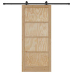 Sliding Door Manual Natural and black 93 x 211 cm 3333488