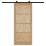 Sliding Door Manual Natural and black 93 x 211 cm 3333488