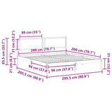 Bed Frame with Headboard Black 200 x 200 cm Solid Pine Wood 3394230