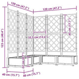 Garden Planter 5 pcs Grey 120 x 120 x 125.5 cm Plastic 42002865