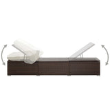 Sun Lounger Brown PE rattan 195 x 65 x 110 cm Removable Covers 317114