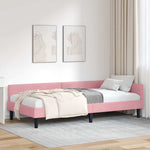 Corner Bed Frame Pink 100 x 200 cm Velvet and Engineered wood 42016167