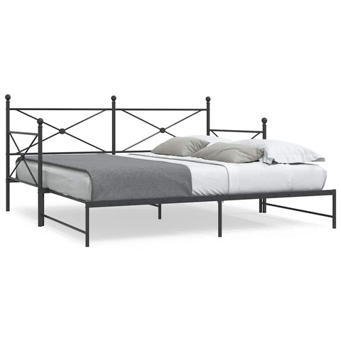 ZNTS Daybed with Trundle without Mattress Black 107x203 cm Steel 4104678