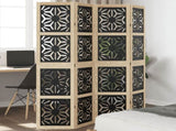 Room Divider 4 Panels Brown and Black Solid Wood Paulownia 358802