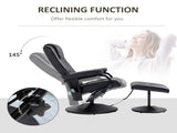 Swivel Recliner Chair and Footstool, Faux Leather Massage Recliner Armchair with Remote Control and T3398P328085