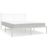 Metal Bed Frame without Mattress with Headboard White 160x200cm 350934
