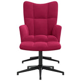 Relaxing Chair with a Stool Wine Red Velvet 328111