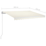 Manual Retractable Awning with LED 350x250 cm Cream 3068882