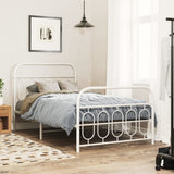 Metal Bed Frame without Mattress with Footboard White 100x190cm 377178