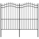 ZNTS Garden Fence with Spear Top Black 222 cm Powder-coated Steel 151083