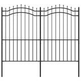 ZNTS Garden Fence with Spear Top Black 222 cm Powder-coated Steel 151083