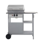 Gas BBQ Grill with 3-layer Side Table Black and Silver 47394