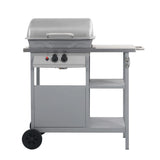 Gas BBQ Grill with 3-layer Side Table Black and Silver 47394