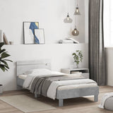 ZNTS Bed Frame with Headboard Concrete Grey 100x200 cm Engineered wood 838529