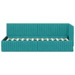 Corner Bed Frame with Headboard Turquoise 80 x 200 cm Velvet 42016254
