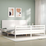Bed Frame without Mattress White 200x200 cm Solid Wood 3194787