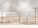 3 Pieces Garden Bistro Set, Cast Aluminium Outdoor Dining Set with 2 Chairs and Round Table with T3398P555905