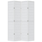 Room Divider 4 Panels White Solid Wood Paulownia 358788