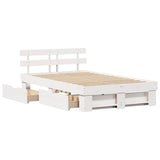Bed Frame with Headboard White 140 x 190 cm Solid Pine Wood 3382281