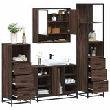 4 Piece Bathroom Furniture Set Brown Oak Engineered Wood 3301304