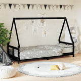Kids Bed Frame Black 80x200 cm Solid Wood Pine 834452