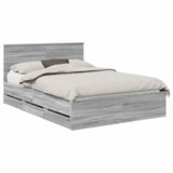 Bed Frame with Drawer Grey Sonoma 140 x 190 cm Engineer Wood 3410712
