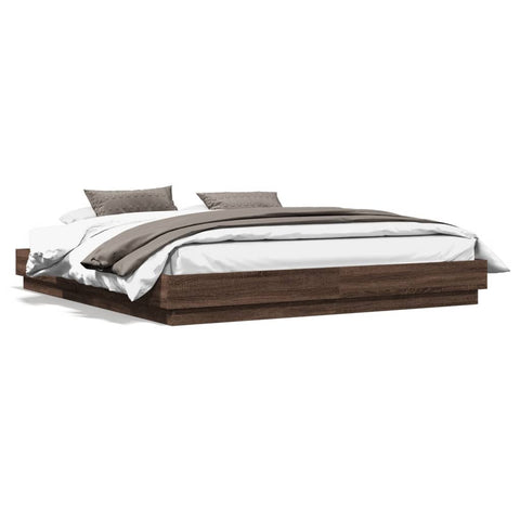 ZNTS Bed Frame Brown Oak 180x200 cm Super King Engineered Wood 3209841