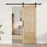 Sliding Door Natural and Black 73.5 x 198.5 cm Solid Pine Wood 3333158