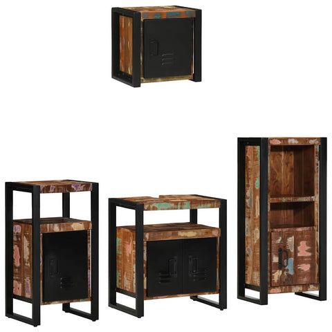 Bathroom Furniture Set 4 pcs Multicolour Solid Reclaimed Wood 3305639
