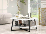 Two-Tier Marble-Effect Coffee Table - White/Black T3398P342304