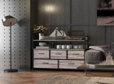 Rustic Chest of Five Fabric Drawers - Grey Wood Effect T3398P330539