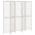 Room Divider 5 Panels White Solid Wood Paulownia 358742